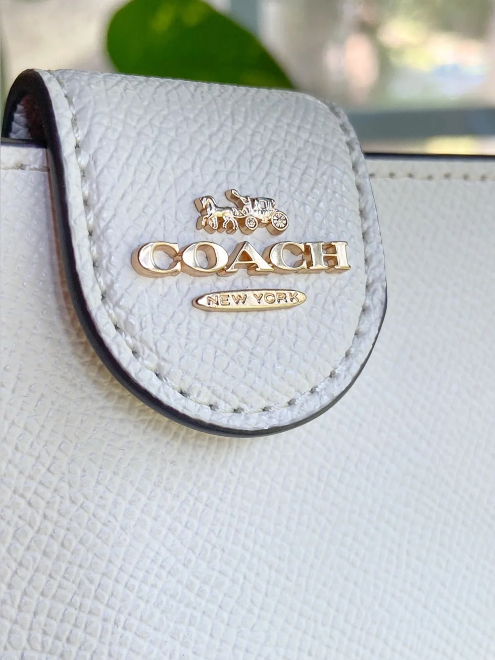 Coach Medium Corner Zip Wallet Leather Chalk White & Gold- Minimalist Clean Girl